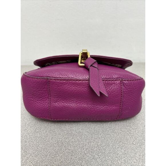 Vera Bradley Carson Deep Pink Pebbled Leather Mini Crossbody Saddlebag - Picture 5 of 11